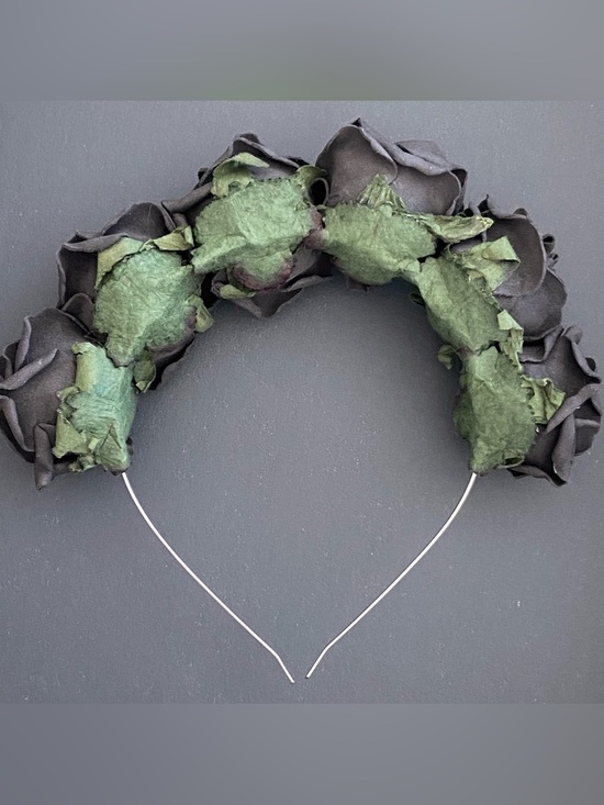 VINTAGE Aphrodite Black Flower Crown Headwrap